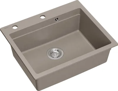 Produktbild von QUADRON Spülbecken 1-Becken Spüle | Größe: 59,5 x 50 x 21,5 cm | KURT 110 | Küchenspüle Granitspüle aus GraniteQ mit Siphon | Soft Taupe & Stahl