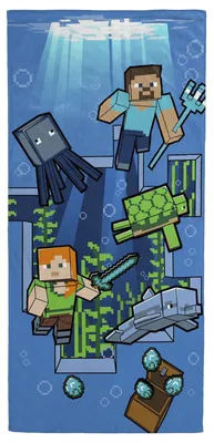 Obrázek produktu pro Ručník na pláž s motivem Minecraft: Podmořské dobrodružství, rozměry 71 cm x 147 cm