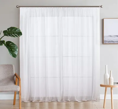 Zdjęcie produktu dla Zestaw 2 eleganckich zasłon z lekkiego materiału – 140x270 cm – białe
