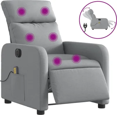 Obrázok produktu pre vidaXL Elektrické masážne kreslo Light Grey Fabric