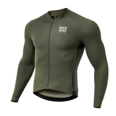Produktbild von ROCKBROS Road-to-Sky Langarm Shirt Radtrikot Fahrradtrikot Herren Schnelltrocknend Armeegrün M