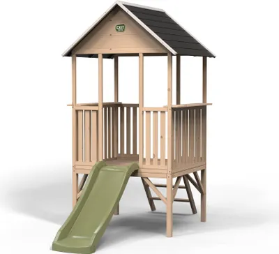 Produktbild von EXIT Panorama 300 Holz Spielhaus, mit Rutsche, Spielhaus für Draußen,Holz, Kinder