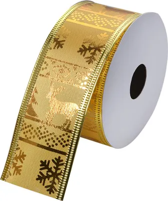 Image de Clayre & Eef Ruban de Noël 38 mm Or Synthétique