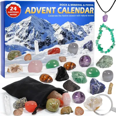 Produktbild von Adventskalender 2024 Kinder Kristalle Fossilien Edelsteine Weihnachtskalender