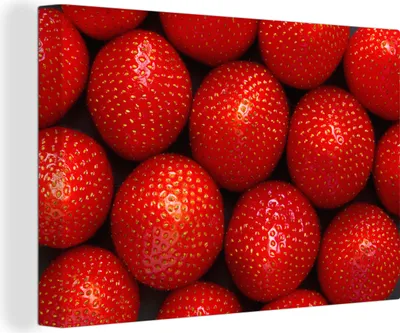 Produktbild von OneMillionCanvasses® - Leinwandbilder - 140x90 cm, Nahaufnahme von Erdbeeren, Wandbilder Kunstdruck Wanddekoration