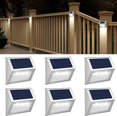 Image de Lampes solaires de terrasse – Lampes à lumière froide à 3 LED, étanches et à énergie solaire, pour l'extérieur, le jardin et le balcon, lot de 6