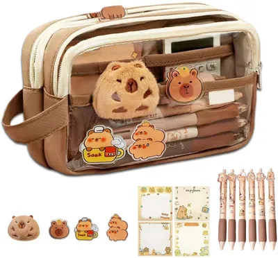 Produktbild von Capybara Federmäppchen 5 Fächer mit 6 Stiften und Kuscheltier