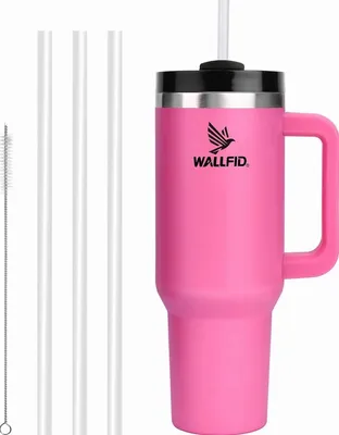 Produktbild von Edelstahl Thermosbecher 1,1L Vakuum-isoliert mit Deckel und Strohhalm