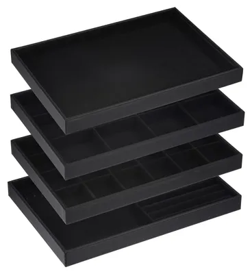Productafbeelding van Sieradenopslag - Sieradenorganizer - Stapelbaar - Zwart - Opbergdoos voor Ringen en Oorbellen