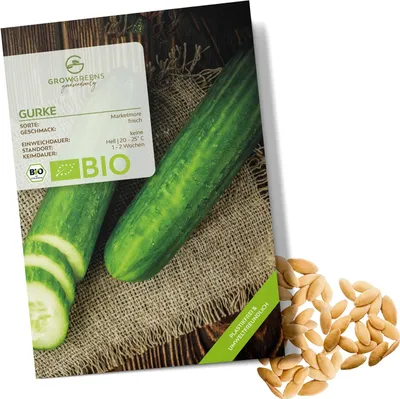 Produktbild von Gurken Samen (Marketmore, 10 Korn) - Salatgurke Saatgut aus biologischem Anbau ideal für die Anzucht im Garten, Balkon oder Terrasse