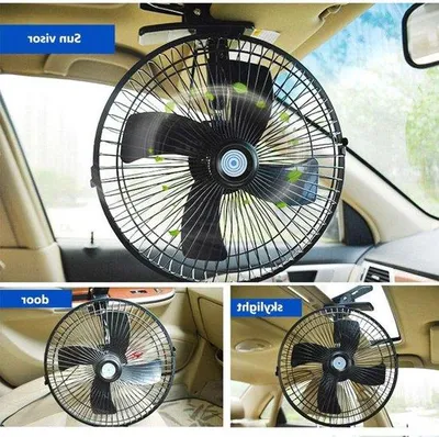 Obrázok produktu pre Prenosný nabíjateľný ventilátor do auta 12 V/24 V s funkciou otáčania o 180° a 2 rýchlosťami