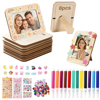 Productafbeelding van Knutselpakket met 8 Fotolijstjes, 19x14cm Doe-het-zelf-set