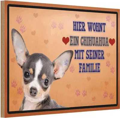 Produktbild von vianmo Holzschild 12x18 cm Hund hier wohnt ein Chihuahua Tier Haustier