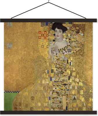 Produktbild von MuchoWow® Textilposter Porträt von Adèle Bloch-Bauer I - Gustav Klimt 120x120 cm mit schwarzem Rahmen - Aufhängungsset
