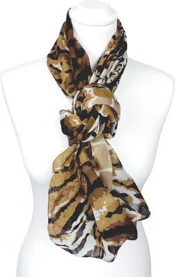 Produktbild von Loopschal Rundschal Leopardenmuster braun reine Seide 180x65 cm