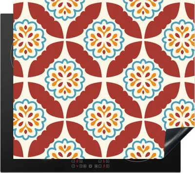 Produktbild von KitchenYeah© Herdabdeckplatte Blumen - Fliese - Muster , 57x51cm, Küche Deko, Glaskeramikkochfeld Herdabdeckung, Abdeckplatte fùr Kochfeld