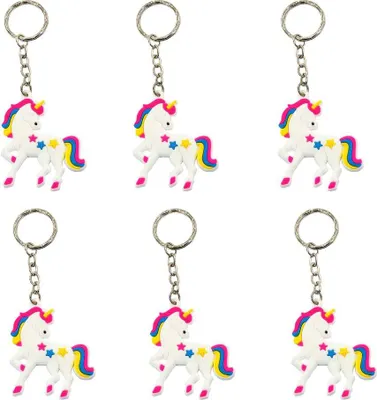Produktbild von Oblique Unique 6 x Schlüsselanhänger Einhorn Unicorn Anhänger Mitgebsel Regenbogen