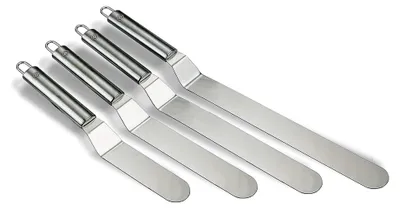 Produktbild von Professionelles Edelstahl-Spachtel-Set, 4 Stück, 6 Zoll, 8 Zoll, 10 Zoll und 12 Zoll, für Zuckerguss-Dekoration