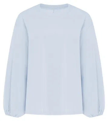 Produktbild von Damen Bluse aus Baumwolle, blau, mit Bischofsärmeln, reguläre Passform, Größe M