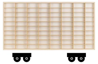 Produktbild von ArtTwist Trailer für Modellauto Vitrine | Hot Wheels Aufbewahrung zu 80 Fächen | Sammlervitrine Hängend 78,5cm x 40cm x 4cm | Setzkasten Holz für Wanddeko und Organisation (004)