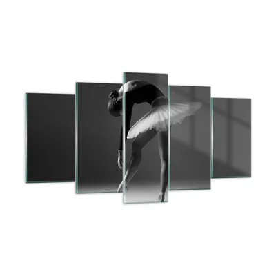 Produktbild von Bilder auf glas - 5 Teile - Ballerina Figur Schwarz und Weiß - 160x85cm - Glasbilder - Wandbilder - Bilder - Wanddekoration aus Glas - Glas Bilder - Wandbild auf Glas - GEA160x85-4400