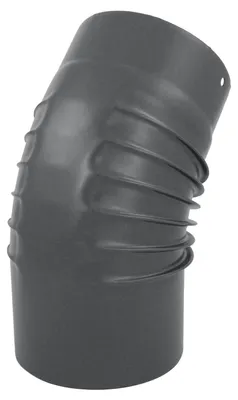 Zdjęcie produktu dla Raik kolanko rury spalinowej / kolanko rury pieca emaliowane 150mm - kolanko 45° żebrowane szare