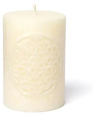 Produktbild von Geprägte Votivkerze Blume des Lebens Stearin Off-White -- 8x5.5 cm im Set
