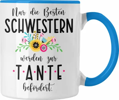 Produktbild von Trendation - Du Wirst Tante Tasse 2023 Verkündung Schwangerschaft Überraschung Baby Ankündigung Tante (Blau)