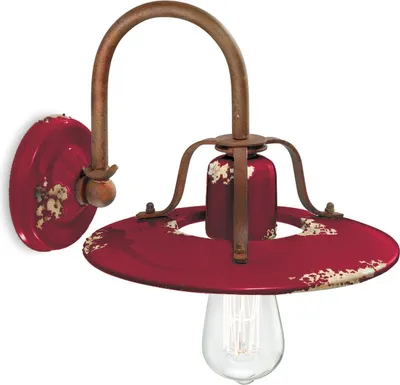 Produktbild von Wandleuchte Metall Keramik 25 cm breit Rostbraun Bordeaux Shabby Antik E27 Vintage Keramiklampe