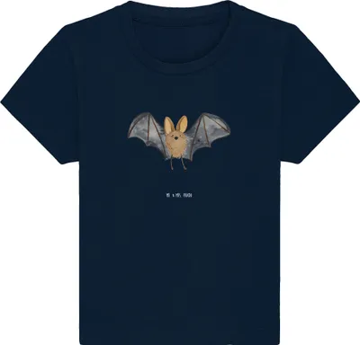 Produktbild von Mr. & Mrs. Panda T-Shirt Fledermaus Flügel 24. - 36. Monat - French Navy - Geschenk, Babyshirt, Lustige Sprüche, Kinder Shirt, Baby Kurzarmshirt, Kleinkind, Baumwolle