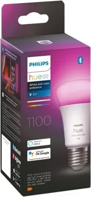 Obrázek produktu pro Philips Hue White and Color ambiance A60 – chytrá žárovka s paticí E27 – 1100, Chytrá žárovka, Bluetooth/Zigbee, Bílá, LED, E27, A60