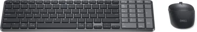 Obrázek produktu pro DELL Pro 7 KM746, Bezdrátový, RF bezdrátové + Bluetooth, Nůžkový spínač, QWERTY, Grafit, Obsahuje myš