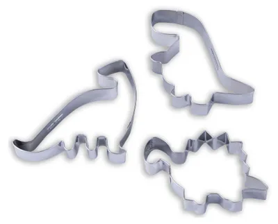 Produktbild von Zenker Dinosaurier Ausstecher-Set, 3-tlg. Hochwertige Edelstahl Plätzchenausstecher für kreative Backerlebnisse mit Dino-Motiven, spülmaschinengeeignet, rostfrei