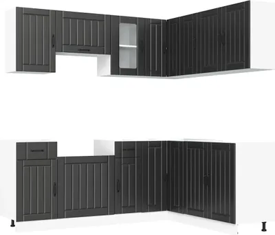 Produktbild von Best Möbel 11-tlg. Küchenschrank-Set Lucca - Mehrzweckschrank - Schwarz Holzwerkstoff - Küchenschränke A3314952