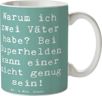 Produktbild von Mr. & Mrs. Panda Tasse Spruch Superhelden Stiefvater - Meeresbrise - Geschenk, Unterstützung, Geschenke, Kaffeebecher, Pott, schöne, Liebe, Teetasse, Dankeschön, Becher