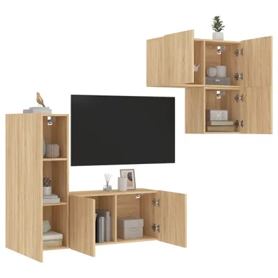 Immagine prodotto di vidaXL Parete attrezzata 4 pezzi in legno rovere Sonoma