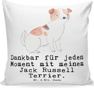 Produktbild von Mr. & Mrs. Panda kuschelkissen 40x40 Jack Russell Terrier Moment - Weiß - Geschenk, Dekokissen Sofa, Deko Kissen, für, Zierkissen