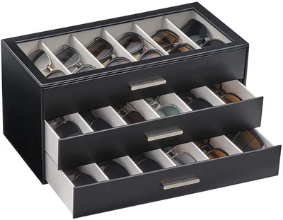 Image de Organisateur de lunettes de soleil avec couvercle transparent et différents niveaux