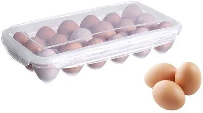 Image de Support à œufs Unyqoos® pour réfrigérateur – boîte à œufs en plastique transparent, capacité pour 18 œufs, facile à nettoyer