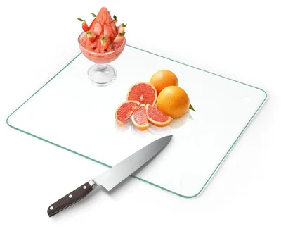 Zdjęcie produktu dla Deska do krojenia ze wzmocnionego szkła – antypoślizgowa i odporna na wysokie temperatury – 40,6 x 50,8 cm