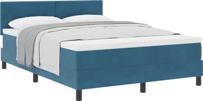 Produktbild von Boxspringbett mit Matratze Dunkelblau 160 x 200 cm Samt