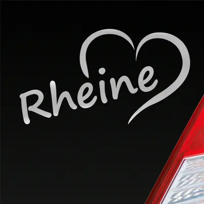Produktbild von Auto Aufkleber Rheine Herz Stadt City Liebe Love Heimat 14,5x8 cm Silber Sticker Heckscheibenaufkleber