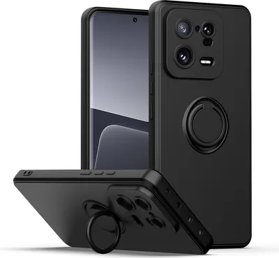 Produktbild von Xiaomi 13 Pro Handyhülle, Ring Halter Ständer Kratzfeste Weiche Silikon schutzhülle für Xiaomi 13 Pro Schwarz
