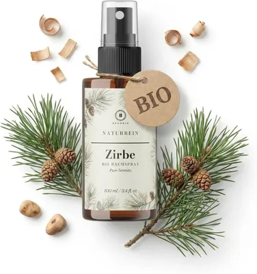Produktbild von BOHORIA® Zirbe Raumspray 100 ml – Ätherische Öle Zirbenholz Raumduft – Natürliches Air Spray für Schlafzimmer, Wohnzimmer & Kissen