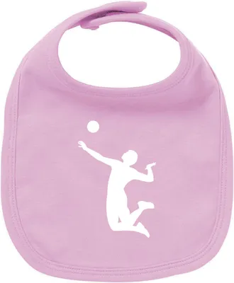 Produktbild von Huuraa Unisex Babylatz Volleyball Silhouette Geschenk Babypink  Baumwolle Volleyball Mitbringsel