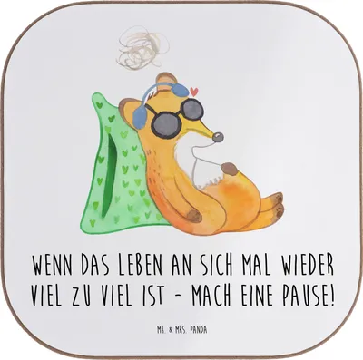 Produktbild von Mr. & Mrs. Panda Untersetzer für Gläser Fuchs  Neurodiversität - Weiß - Geschenk, Fatigue, Tischuntersetzer, Getränkeuntersetzer, Coaster, PEM, Glas