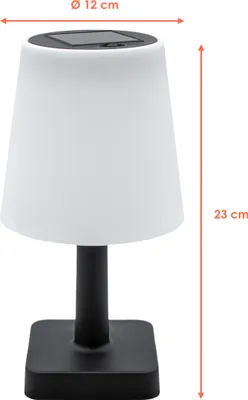 Image de Lampe solaire de table avec pied noir - env. 23 x 12 cm - Lampe de table Outdoor