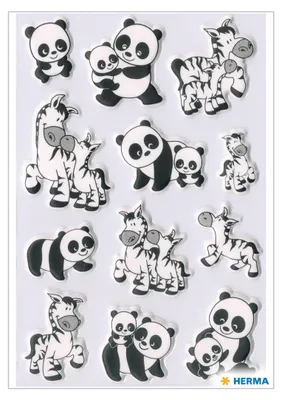 Produktbild von HERMA Sticker MAGIC "Panda und Zebrafamilien" Foam 1 Blatt à 12 Sticker