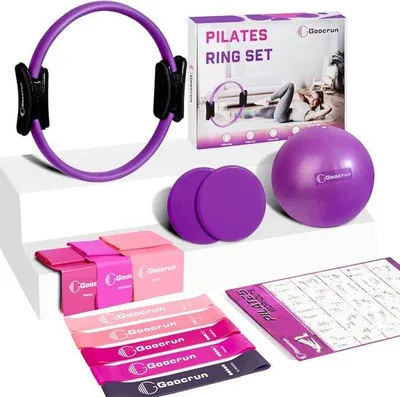 Produktbild von Pilates-Ring-Set, 14 Zoll – Komplettes Trainingsset – Inklusive Widerstandsbänder – Für das Training zu Hause