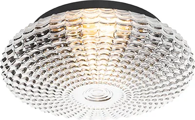 Produktbild von QAZQA - Klassisch I Antik Klassische Bad I Badezimmer Außen Deckenleuchte I Deckenlampe I Lampe I Leuchte schwarz mit Rauchglas 35 cm IP44 - NohmiI 2-flammig I Außenbeleuchtung I Wohnzimmer I Schlafzi